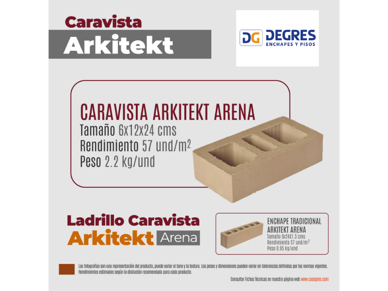 LADRILLO CARAVISTA ARKITEKT LISO -6X12X24 CMS-TG061224LVRP