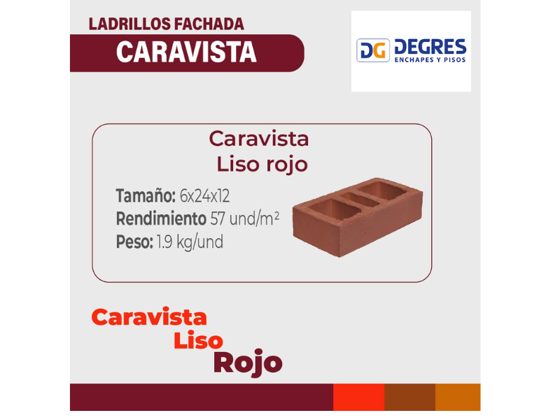 LADRILLO CARAVISTA  ROJO 6x24x12 CMS-ANT