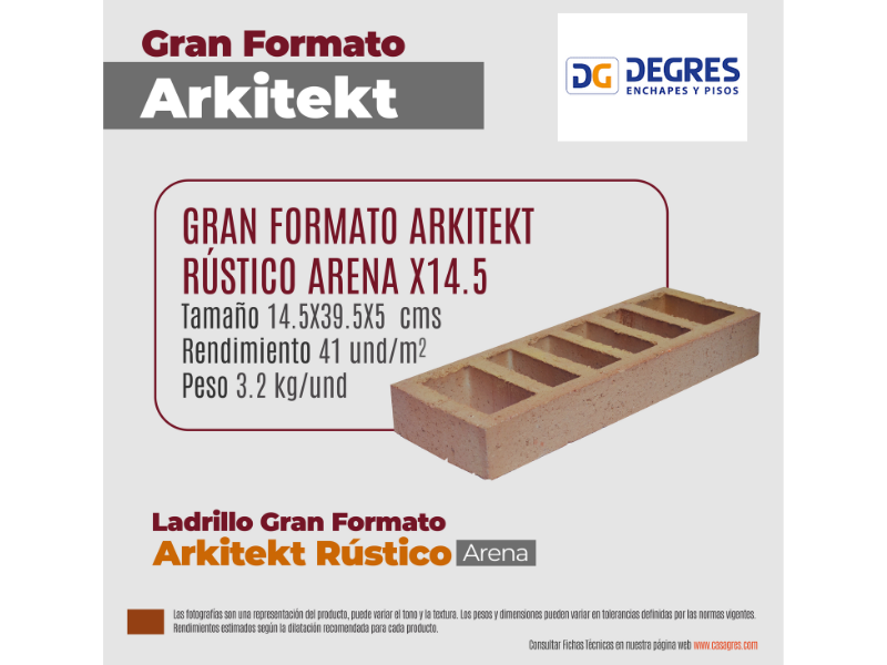 LADRILLO GRAN FORMATO ARKITEKT DE 14,5 RÚSTICO ROJO-TG051439HVRP