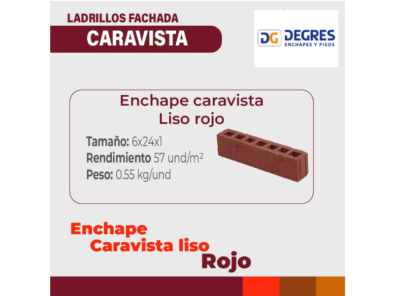 ENCHAPE CARAVISTA LISO ROJO 6x24x1 CMS-ANT- PRIMERA-MC000624ELRP