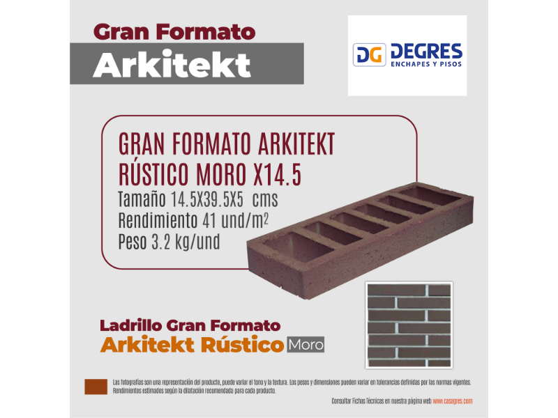 LADRILLO GRAN FORMATO ARKITEKT DE 14,5 RÚSTICO ROJO-TG051439HVRP