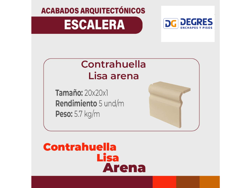 ESCALA-CONTRA HUELLA LISA -H.G-ROJA Y ARENA 20X20X1 -5 UND-MT2