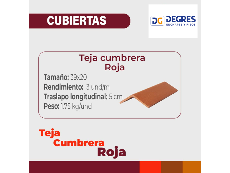 TEJA CUMBRERA ROJA  3 UND/M