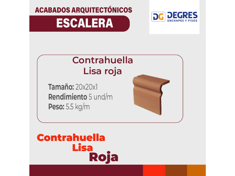 ESCALA-CONTRA HUELLA LISA -H.G-ROJA Y ARENA 20X20X1 -5 UND-MT2