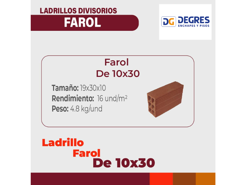 LADRILLO FAROL PH DE 10×30 RAYADO ROJO PRIMERA -MC201030RHRP