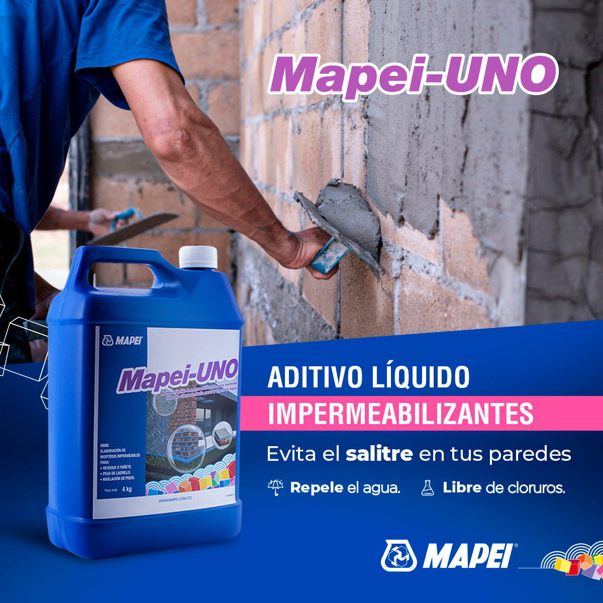 MAPEI UNO GARRAFA X 0.8 KG -ADITIVO-M.P