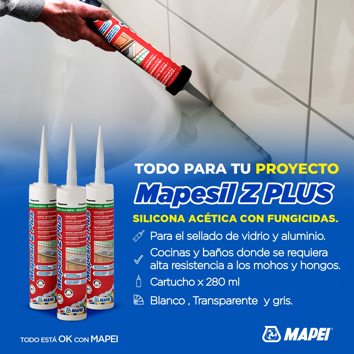 Mapesil Z PLUS Transparente Cartucho x 280ml