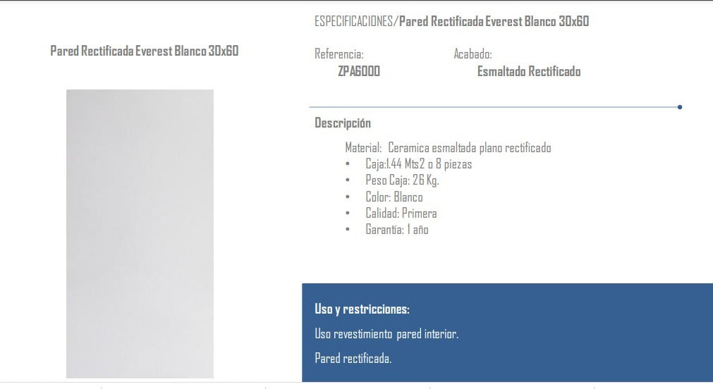JR PARED EVEREST BLANCO 36000 30X60 MG.C