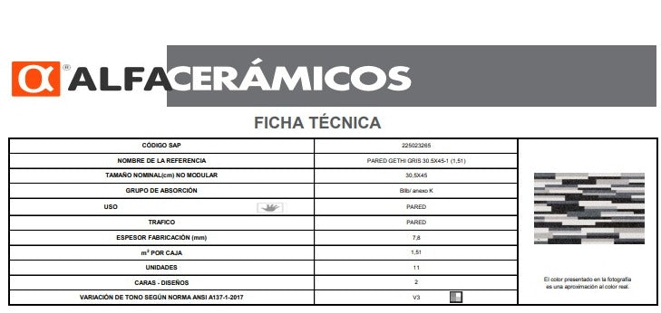 Pared Gethi Gris 30.5X45
