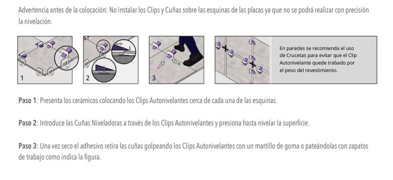 Espaciador autonivelante - cuña - paquete X 100/und
